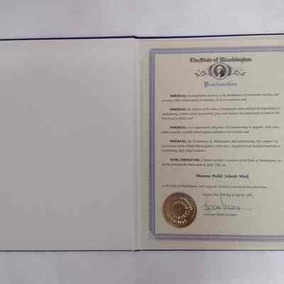 Proclamation: Governor of the State of Washington proclaims Masonic Public School's Week (1991)