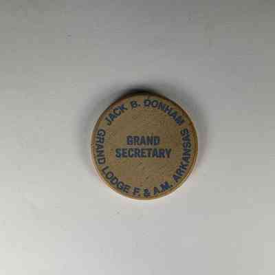 Token: Wood. Grand Secretary of Arkansas. Belonged to PGM James O.Wood. (c.1978)