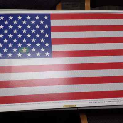 Print: Framed. American flag with names of Masons. Yelm Lodge (2010)