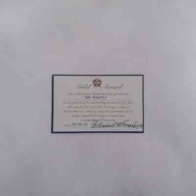 Card: Gold Honour Award Presented to Sam Roberts (2010)