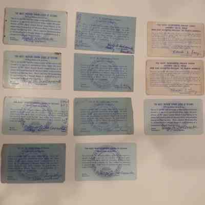 11 Dues Cards: Order of DESOMS, belonging to Arthur E. Erickson.