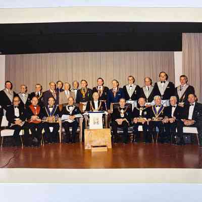 Photograph: Appears to be of Grand Masters and members of the Grand Line from different Jurisdictions (late 20th Century)