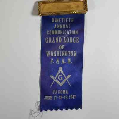Ribbon: Ninetieth Annual Communication Grand Lodge of Washington F.&A.M (1947)