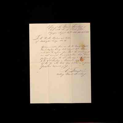 Letter: From Acting Grand Secretary A. Frankle to Grand Lodge of Washington No. 4 (1862)