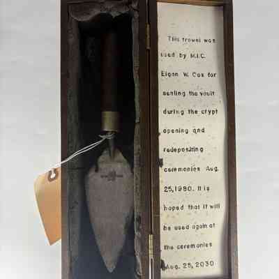 Trowel and Box: Used in a crypt opening ceremony at Zenith, WA (1980)