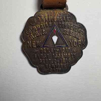 Medallion: 100th Anniverary of Columbian Council No. 1, R.S. & S.E.M, New York (1910)