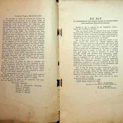 Constitution and Bylaws: Grand Lodge of Oregon (c. early 20th century)