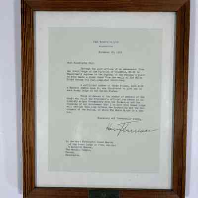 Letter: Framed with original White House material. On White House Letterhead. Signed by President Harry Truman (1952)