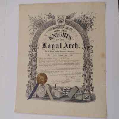 Charter: For WA State Grand Lodge Knights of the Royal Arch, 1909.