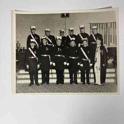 Photograph: Black and White. Unidentified Knights Templar Officers. c. 1970s