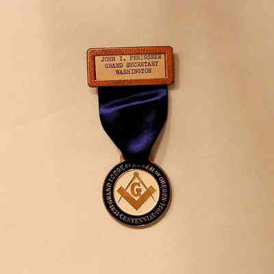 Medallion: Grand Lodge of A.F. & A.M. of Oregon Centennial. Worn by John I. Preissner, Grand Secretary of WA