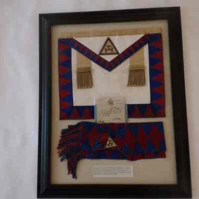 Framed Apron: RAM Apron belonging to J.O. Brown, Lodge 2931, Tientsin, China