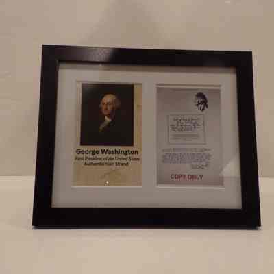 Framed Display: Authentic Strand of President George Washington's Hair. c. 2022