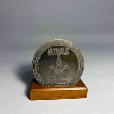 Medallion: Medallion, Pedestal, and box. "150 Years of Fellowship, MWGLWA 1858-2008"