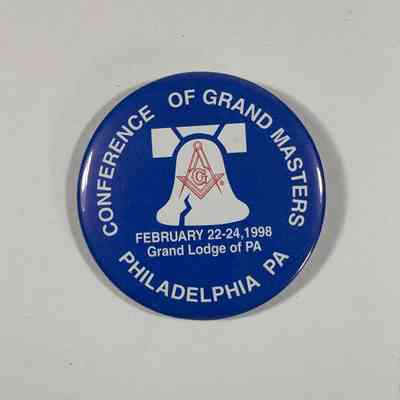 Button: "Conference of Grand Masters/Philadelphia, PA/February 22-24, 1998/Grand Lodge of PA" (1998)