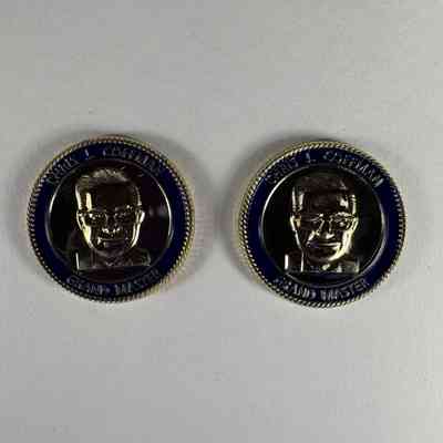 2 Coins: Gold and Blue. Past Grand Master Chris J. Coffman (2020-2021).