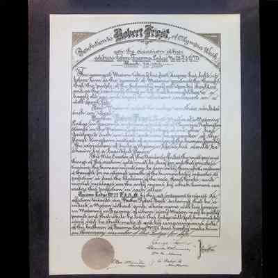 Resolution: On matboard. For Robert Frost of Olympia, Wash on the occassion of his address before Tacoma Lodge 22 (1912).