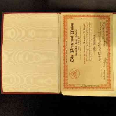 The Fraternal Union Certificate was found inside of 2025.18.3.