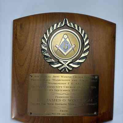 Plaque: 4th Annual Joint Masonic Church Service, Prince Hall Washington and Jurisdiction of Washington, MW James O. Wood (1995)