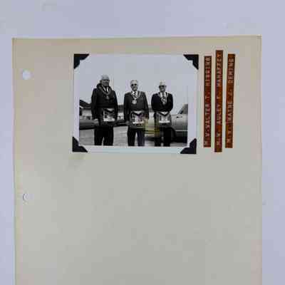 Photograph: of three Past Grand Masters. All are wearing Past Grand Master aprons. (c. 1972)