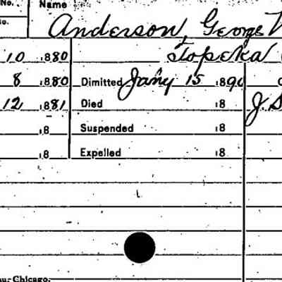 Membership Record for George Washington Anderson Jr. provided from Kansas Grand Lodge