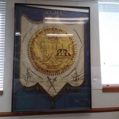 Banner: Framed Territorial Banner Grand Lodge of Washington December 8, 5858 (1858)