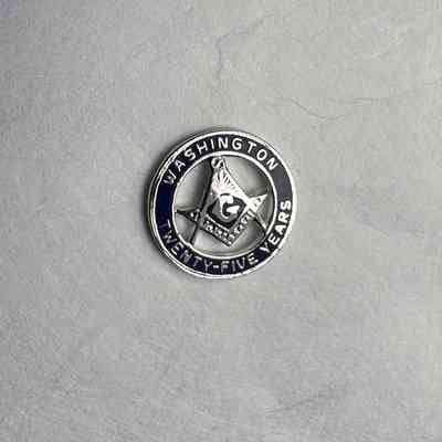 Pin: 25 Year Mason pin issued to Walter R. Nordleaf by the Grand Lodge of Washington (1987)