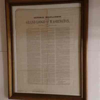 Document: Framed. "General Regulations of the Grand Lodge of Washington, Revised and Amended 1868"