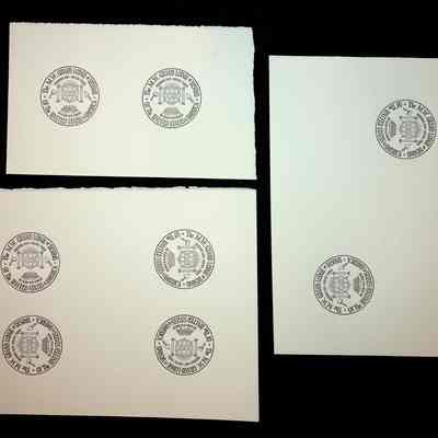 3 Leaves of Paper: Bearing 8 stamped seals for "The MW Grand Lodge of DESOMS of the United States of America"