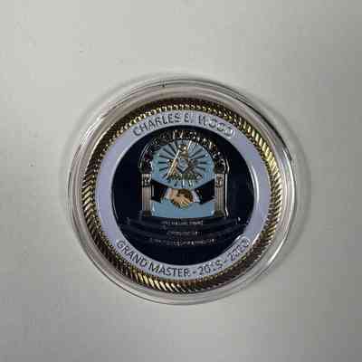 Coin: Past Grand Master Coin for MW Charles E. Wood (2019-2020).