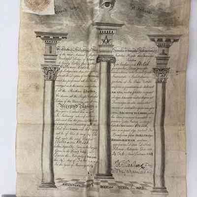 Certificate: Denoting membership of William Welsh to Masonry, issued by the Grand Lodge of Ireland (1813).