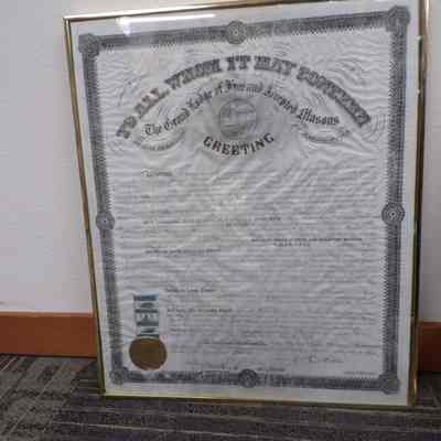 Charter: Framed. Chehalis No. 28 (1878)
