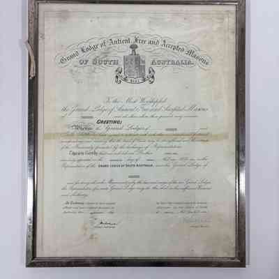 Certificate: Sidney Kase declared a Representative for the Grand Lodge of South Australia, January 17th, 1979.