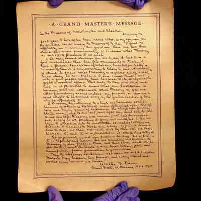Document: Grand Master's Message to the Masons of Washington and Alaska. Walter F. Meier (1926-1927).