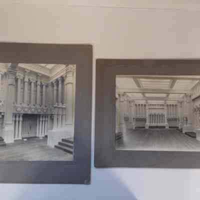 2 Photographs: On matting. Lodge Room from Yakima, WA while under construction. Both published in "American Freemason, May 1915"