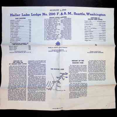 Apron: Paper Apron, Haller Lake Lodge No. 296 Open Air Communication (1968)