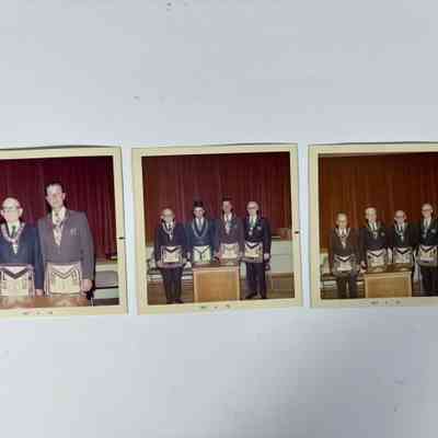 3 Photographs: of PGM Fred S. Sandoz (1976-1977) and other Masons. (October 1973)