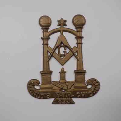 Metal Plaque: "World's Fair, Chicago 1893". Masonic symbols