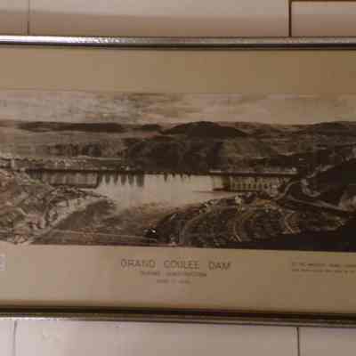 Photograph: Framed. "Grand Coulee Dam during Construction" (1940)