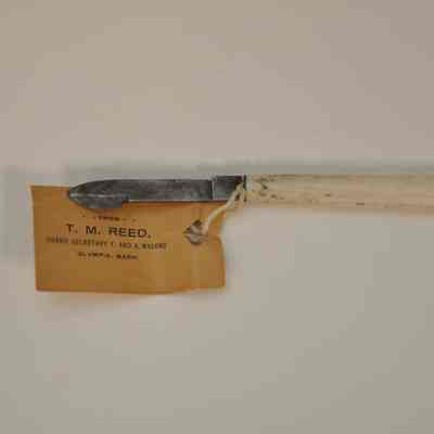 Knife: surgical knife used as a letter opener by Dr. Tim Reed, Grand Secretary for 44 years and also grand master. (Years of leadership: 1864-1905)
