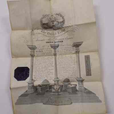 Certificate: Proclaiming Alexander Allan Stevenson, Esquire as Grand Master of the Grand Lodge of Ontario, Canada. c. 1870