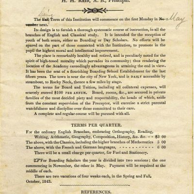 Brochure for Bedford Academy, 1843