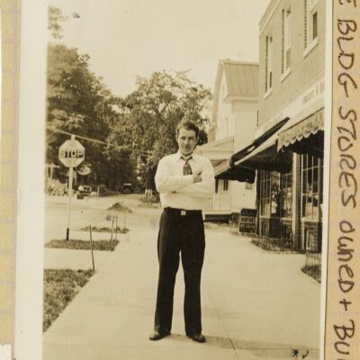 Hyman Glasser in front of Empire Building