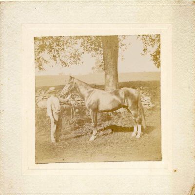 Unidentified man with horse, possibly Clark