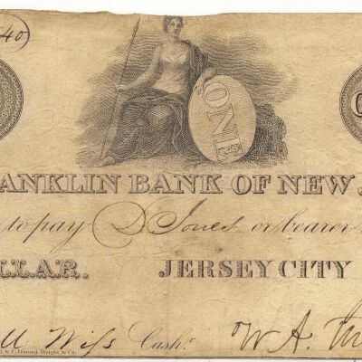 The Franklin Bank of New Jersey $1 Bank Note, 1827