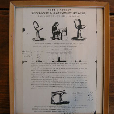 Ad. for "Mott's Patent Revolving Cast-Iron Chairs, For Common and High Schools."