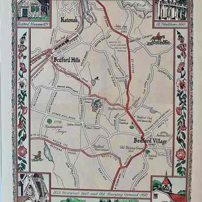Bedford Garden Club Map of Katonah, Mount Kisco, Bedford Hills, Bedford Village, 1953