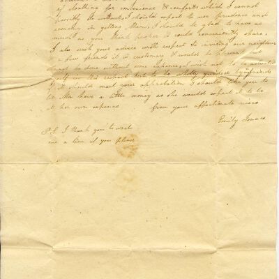 Letter from Emily Isaacs to her uncle, Benjamin Isaacs, dated Oct, 21, 1823