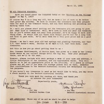 Letter about Treasure Table
