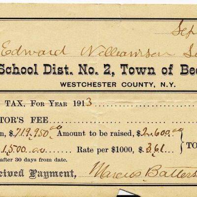 Receipt for School taxes paid by Edward Williamson